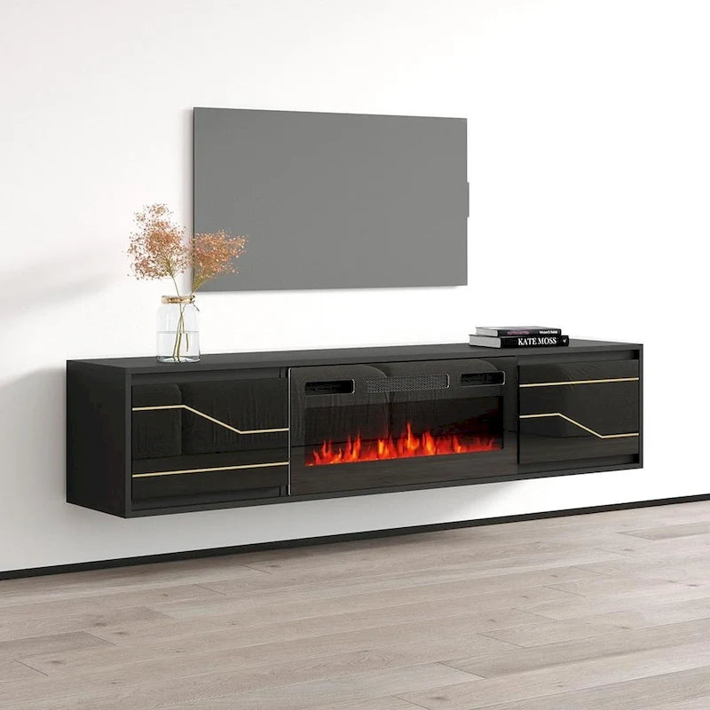 Meuble TV avec cheminée Maze BL-EF
