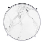 Table d'appoint ronde moderne avec plateau en pierre frittée, table d'appoint chromée/argentée pour salon 52,5 L x 52,5 P x 55 H cm