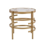 Table d'appoint ronde moderne avec plateau en pierre frittée, table d'appoint chromée/argentée pour salon 52,5 L x 52,5 P x 55 H cm