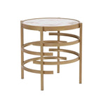 Table d'appoint ronde moderne avec plateau en pierre frittée, table d'appoint chromée/argentée pour salon 52,5 L x 52,5 P x 55 H cm