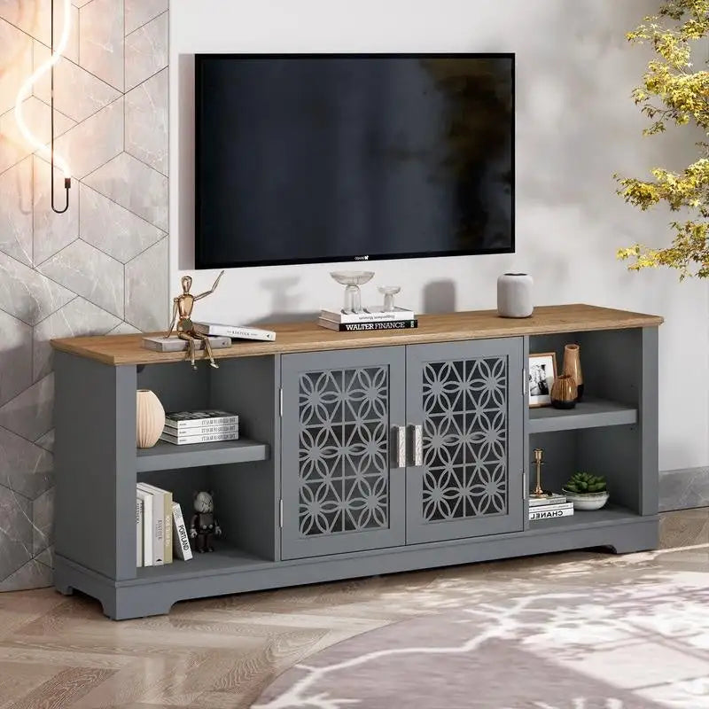 Meuble TV décoratif floral de 70 po pour téléviseurs jusqu'à 82 po