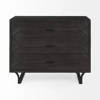 Meuble d'appoint ovale foncé contemporain - 81 cm H x 40,5 cm L x 101,5 cm P