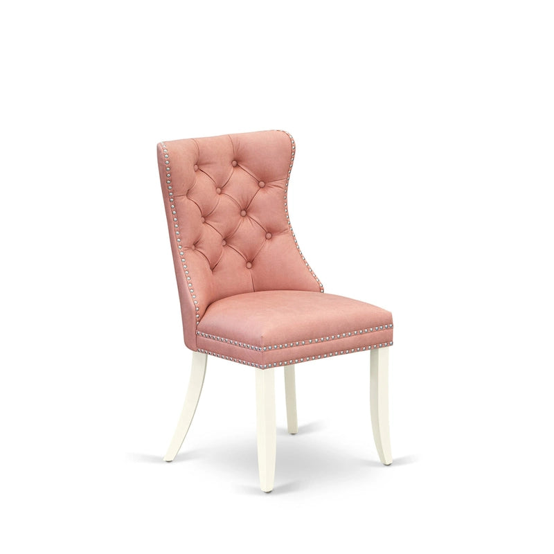 Ensemble de salle à manger East West Furniture composé d'une table de cuisine ronde et de chaises rembourrées, blanc lin (options de pièces)
