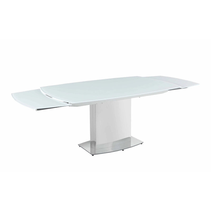 Table à manger extensible contemporaine Somette en verre blanc