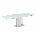 Table à manger extensible contemporaine Somette en verre blanc