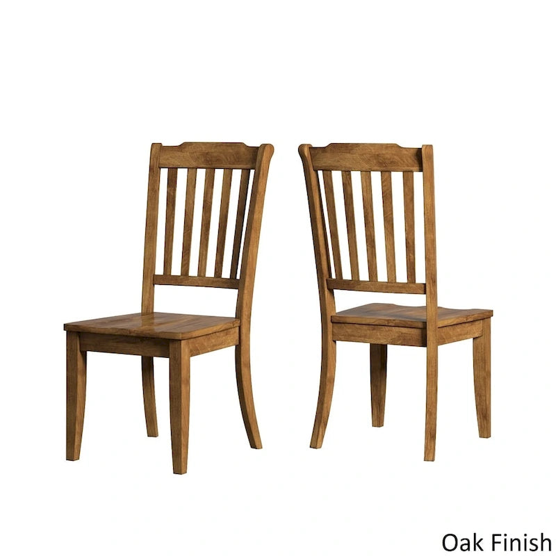 Ensemble de salle à manger 3 pièces avec dossier à lattes et plateau rond en bois massif Eleanor Oak par iNSPIRE Q Classic