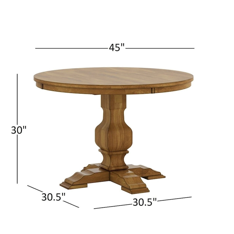 Ensemble de salle à manger 3 pièces avec dossier à lattes et plateau rond en bois massif Eleanor Oak par iNSPIRE Q Classic
