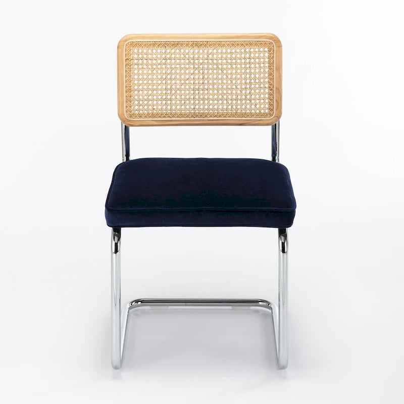 Chaise d'appoint en velours et cannage Latham (lot de 2)