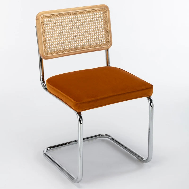 Chaise d'appoint en velours et cannage Latham (lot de 2)
