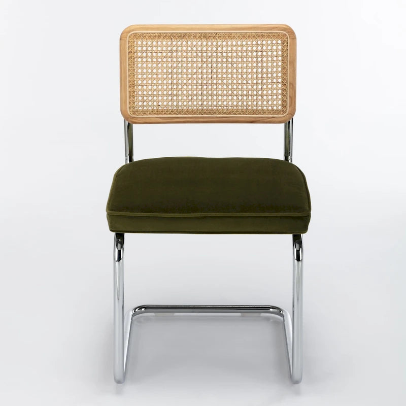 Chaise d'appoint en velours et cannage Latham (lot de 2)