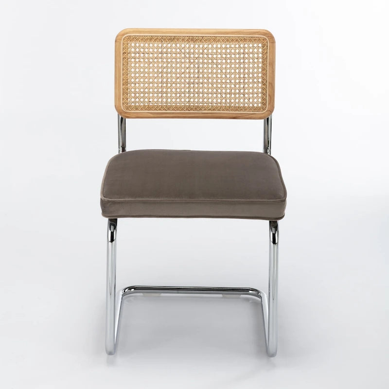 Chaise d'appoint en velours et cannage Latham (lot de 2)