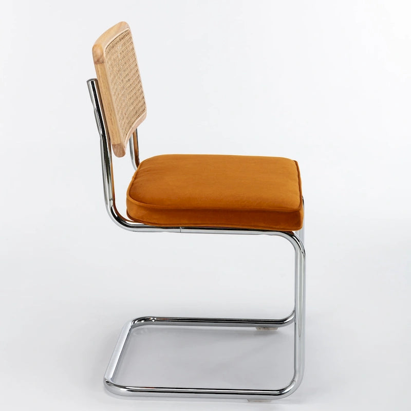 Chaise d'appoint en velours et cannage Latham (lot de 2)