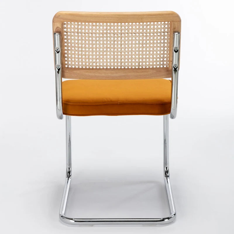 Chaise d'appoint en velours et cannage Latham (lot de 2)