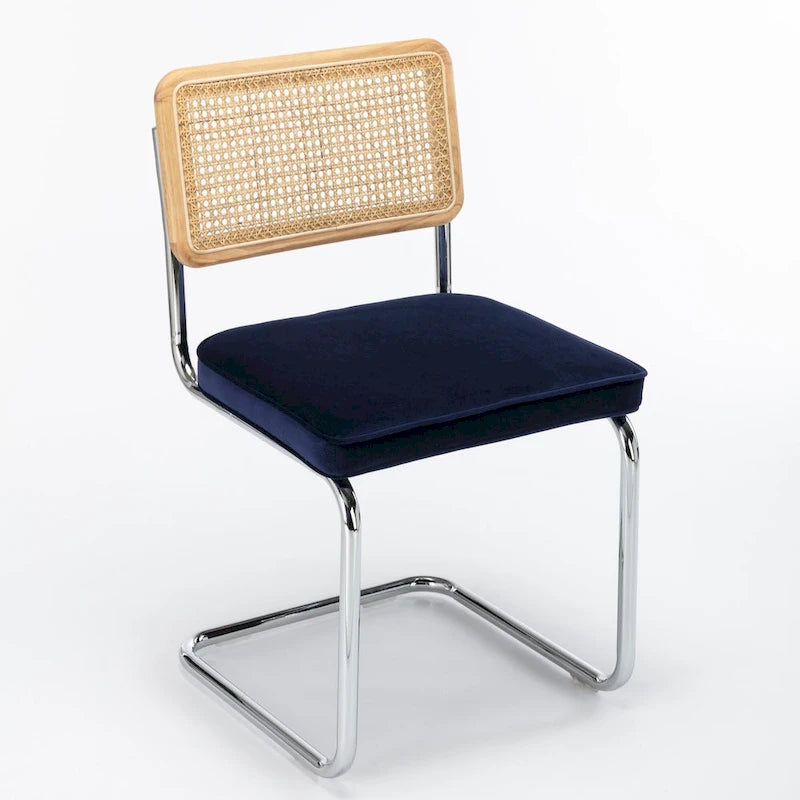 Chaise d'appoint en velours et cannage Latham (lot de 2)