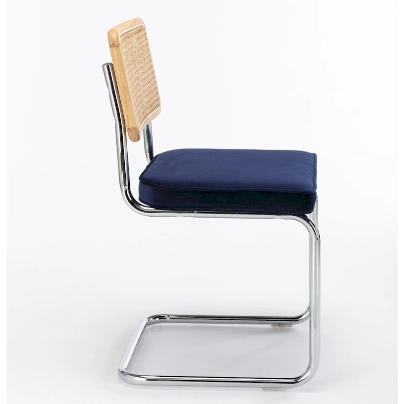 Chaise d'appoint en velours et cannage Latham (lot de 2)
