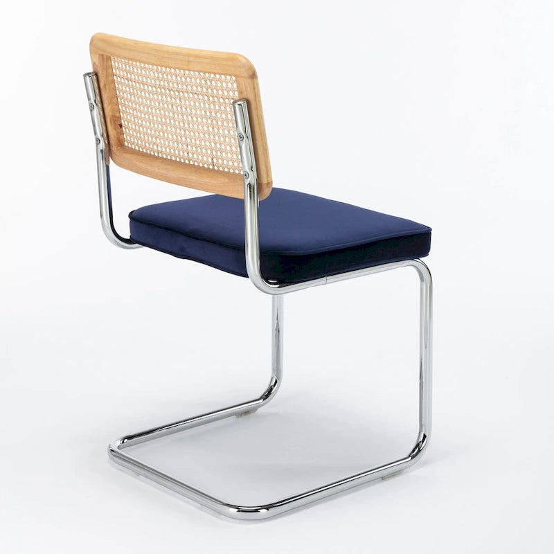 Chaise d'appoint en velours et cannage Latham (lot de 2)