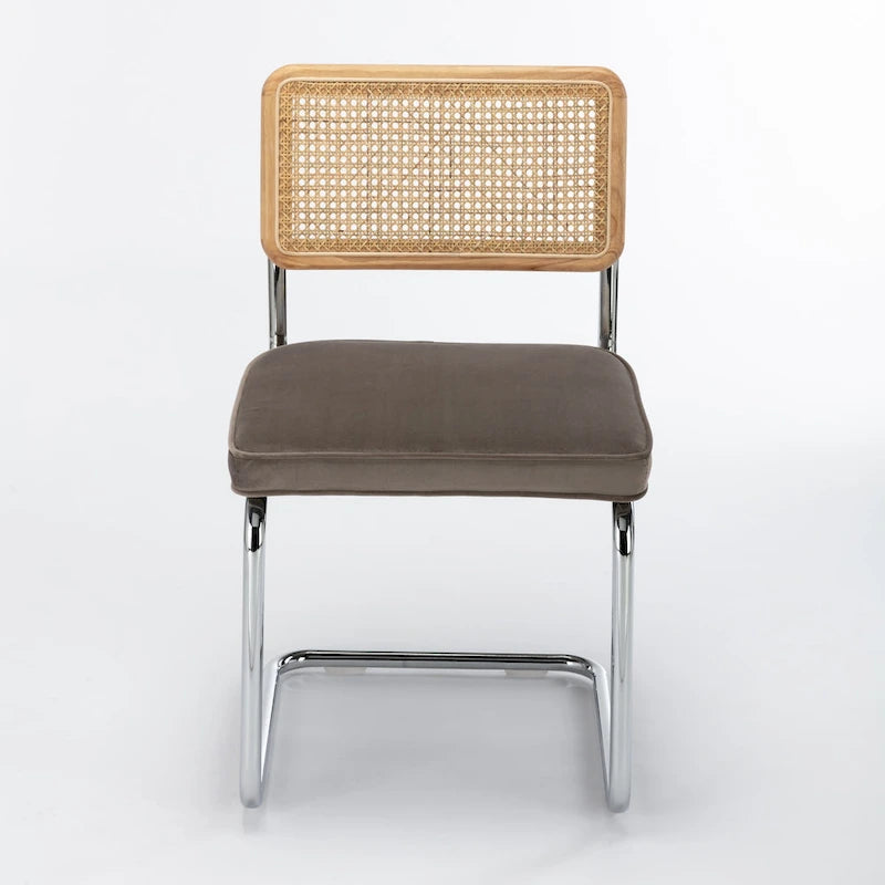 Chaise d'appoint en velours et cannage Latham (lot de 2)