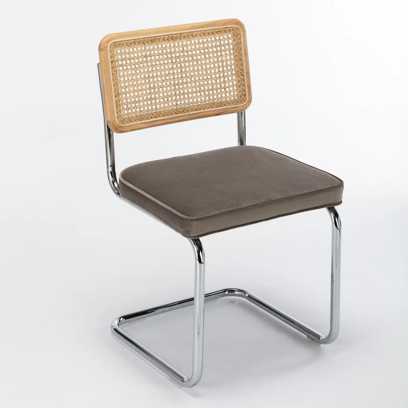 Chaise d'appoint en velours et cannage Latham (lot de 2)