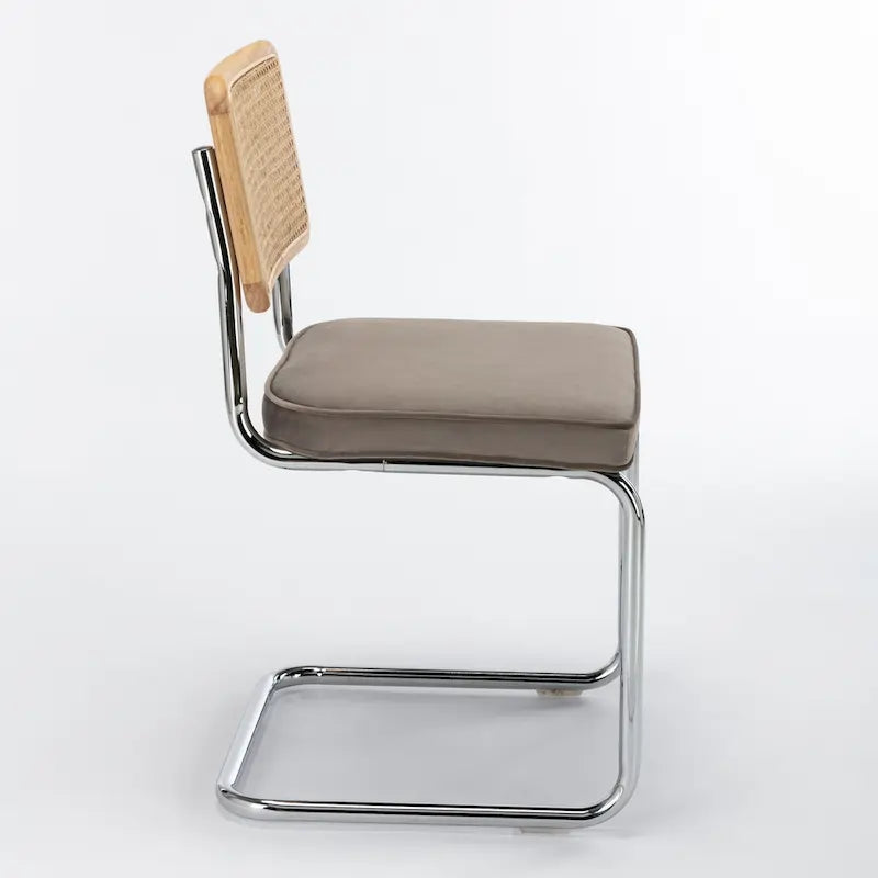 Chaise d'appoint en velours et cannage Latham (lot de 2)