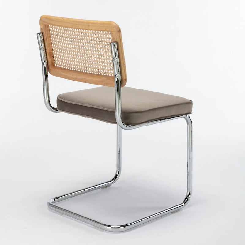 Chaise d'appoint en velours et cannage Latham (lot de 2)