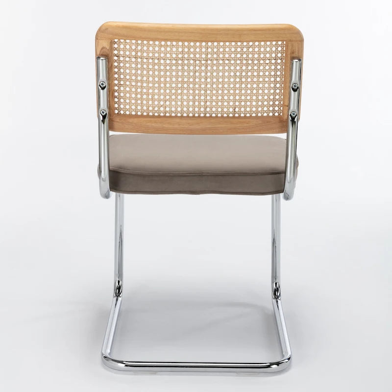 Chaise d'appoint en velours et cannage Latham (lot de 2)