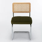 Chaise d'appoint en velours et cannage Latham (lot de 2)