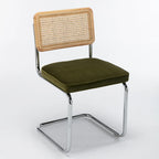 Chaise d'appoint en velours et cannage Latham (lot de 2)