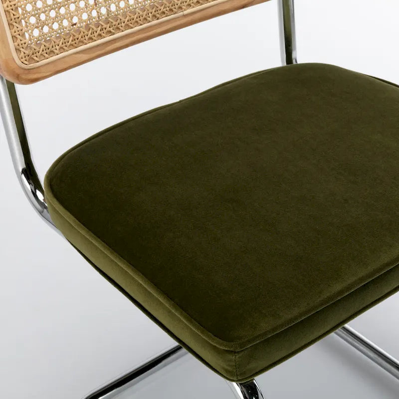 Chaise d'appoint en velours et cannage Latham (lot de 2)
