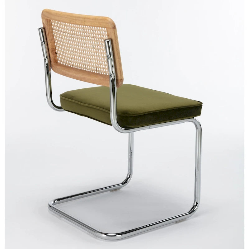 Chaise d'appoint en velours et cannage Latham (lot de 2)
