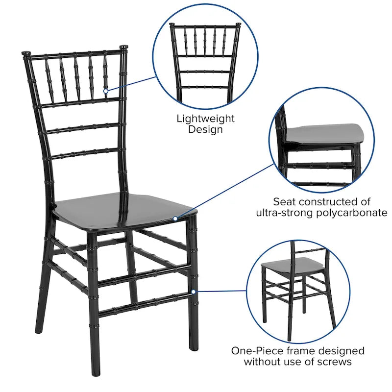 Chaise Chiavari empilable en résine - 15L x 18,75P x 35H - 15L x 18,75P x 35H