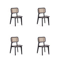 Manhattan Comfort Chaise de salle à manger carrée Versailles en noir et rotin naturel - Lot de 2