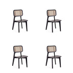 Manhattan Comfort Chaise de salle à manger carrée Versailles en noir et rotin naturel - Lot de 2