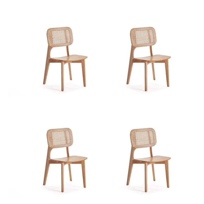 Manhattan Comfort Chaise de salle à manger carrée Versailles en noir et rotin naturel - Lot de 2