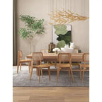 Manhattan Comfort Chaise de salle à manger carrée Versailles en noir et rotin naturel - Lot de 2