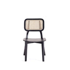 Manhattan Comfort Chaise de salle à manger carrée Versailles en noir et rotin naturel - Lot de 2