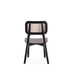 Manhattan Comfort Chaise de salle à manger carrée Versailles en noir et rotin naturel - Lot de 2