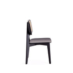 Manhattan Comfort Chaise de salle à manger carrée Versailles en noir et rotin naturel - Lot de 2