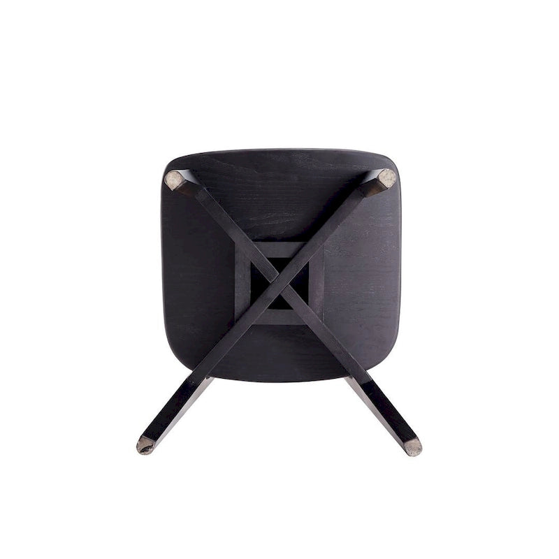 Manhattan Comfort Chaise de salle à manger carrée Versailles en noir et rotin naturel - Lot de 2