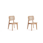 Manhattan Comfort Chaise de salle à manger carrée Versailles en noir et rotin naturel - Lot de 2