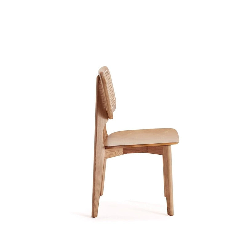 Manhattan Comfort Chaise de salle à manger carrée Versailles en noir et rotin naturel - Lot de 2