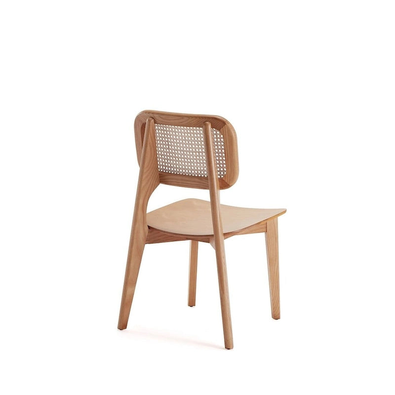 Manhattan Comfort Chaise de salle à manger carrée Versailles en noir et rotin naturel - Lot de 2