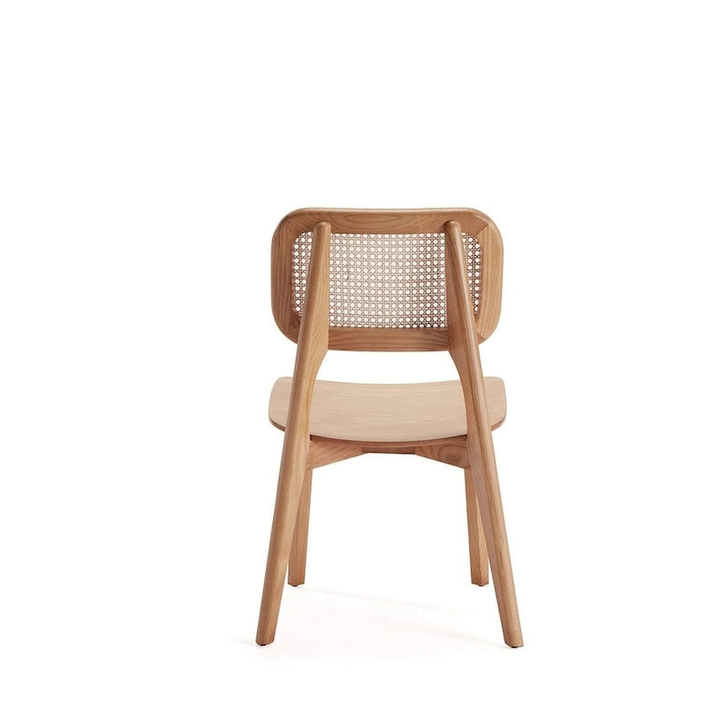 Manhattan Comfort Chaise de salle à manger carrée Versailles en noir et rotin naturel - Lot de 2