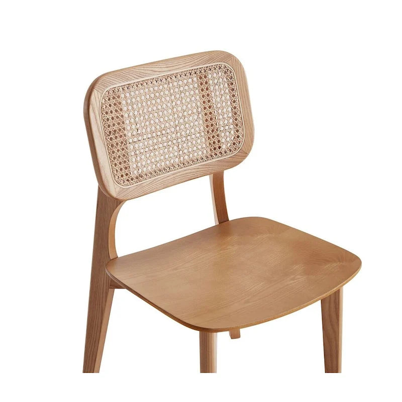 Manhattan Comfort Chaise de salle à manger carrée Versailles en noir et rotin naturel - Lot de 2