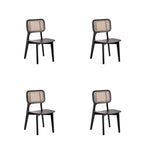 Manhattan Comfort Chaise de salle à manger carrée Versailles en noir et rotin naturel - Lot de 2