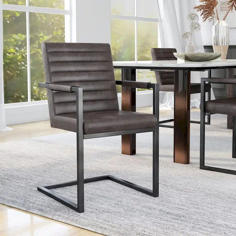 Chaises de salle à manger capitonnées en métal moderne Vendrie par Furniture of America (Lot de 2)