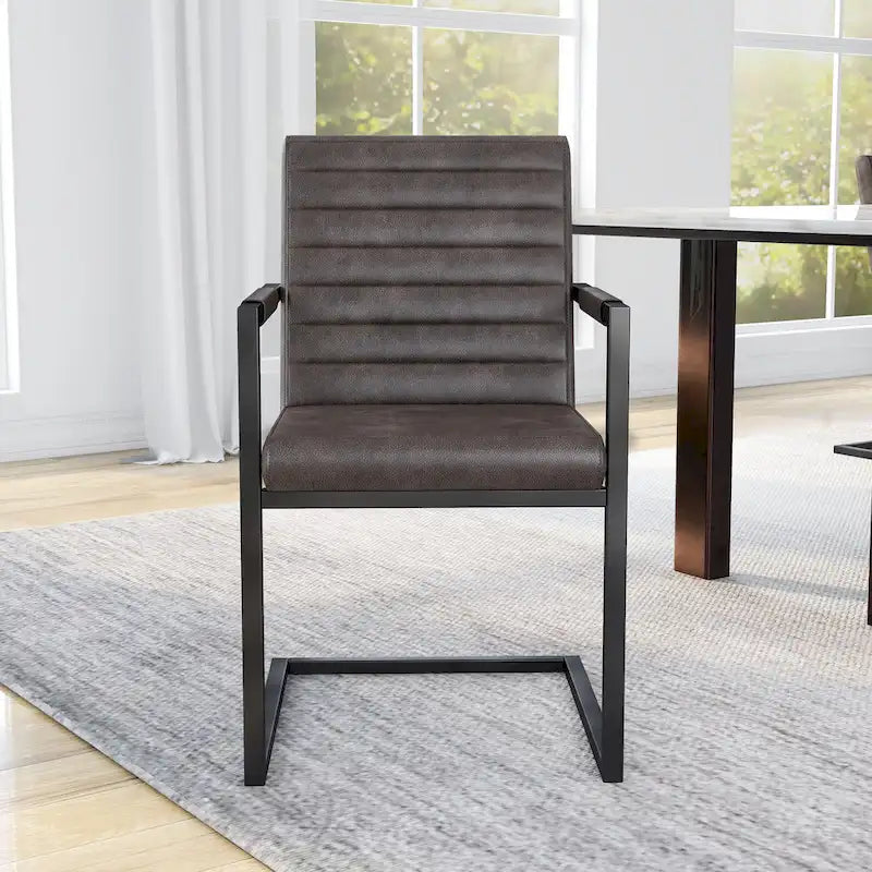 Chaises de salle à manger capitonnées en métal moderne Vendrie par Furniture of America (Lot de 2)