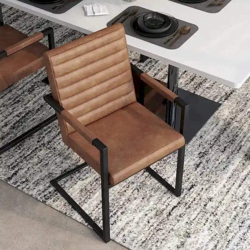 Chaises de salle à manger capitonnées en métal moderne Vendrie par Furniture of America (Lot de 2)