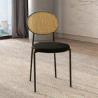 Chaise de salle à manger moderne Leisuremod Euston avec assise rembourrée en velours – Chaise d'appoint à dossier en osier pour bureau à domicile, salon et cuisine