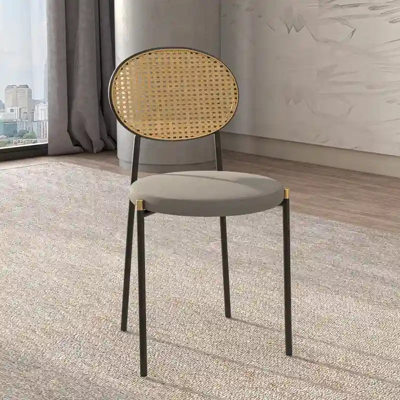 Chaise de salle à manger moderne Leisuremod Euston avec assise rembourrée en velours – Chaise d'appoint à dossier en osier pour bureau à domicile, salon et cuisine