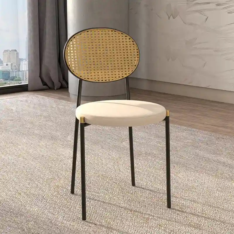 Chaise de salle à manger moderne Leisuremod Euston avec assise rembourrée en velours – Chaise d'appoint à dossier en osier pour bureau à domicile, salon et cuisine